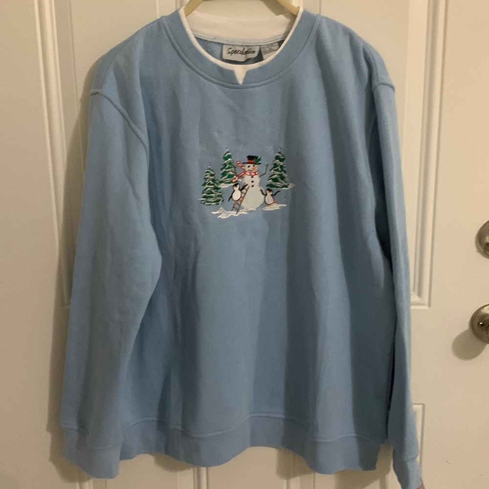 Embroidered snow crew neck sweater